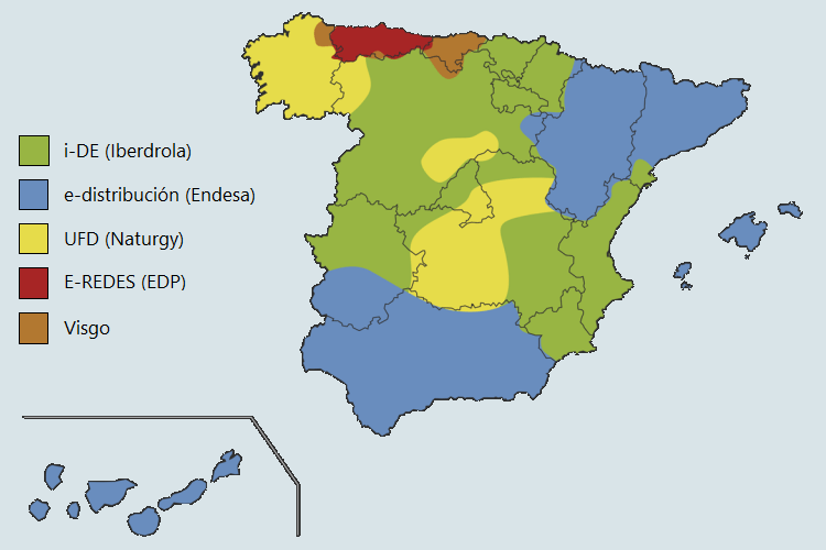 Mapa distribuidoras eléctricas